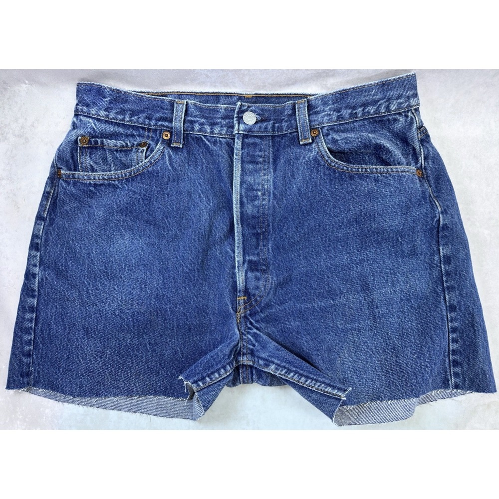 Vintage‎ Levis 501 Cutoff Denim Shorts USA Size 36 (Actual 34) Button Fly 90s